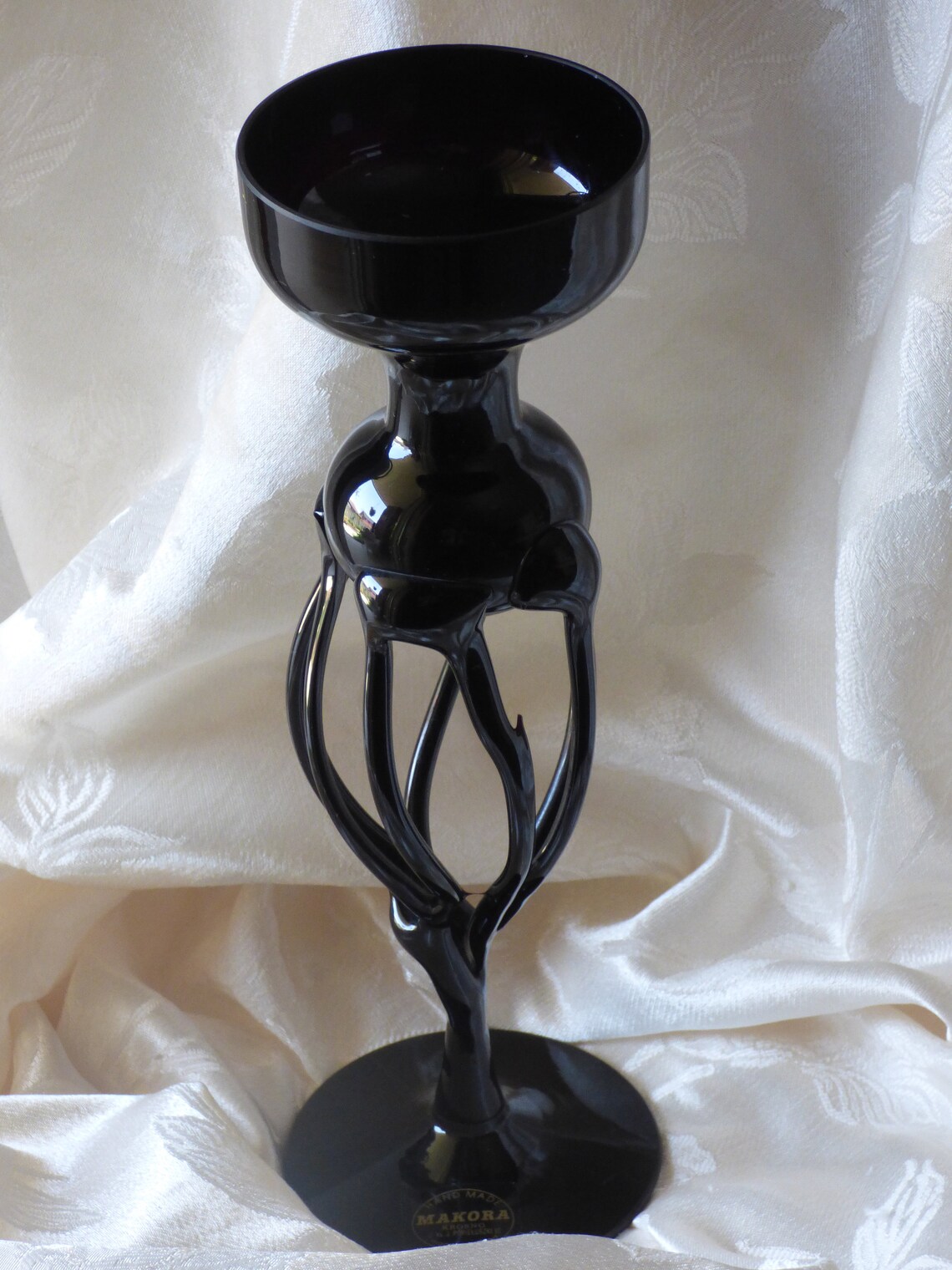 Makora Krosno Poland Deep Amethyst Art Glass Candle Holder Etsy