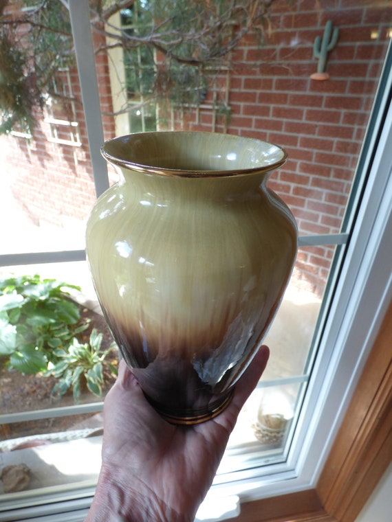 Bay Keramik Vase 535-17: 1950s West-germany Pottery, Sand Yellow Brown Gradient, MCM