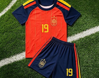 Ensemble maillot enfant Lamine Yamal, Espagne 2026, tenue de football 2 pièces sans marque, tailles enfant et adolescent 18-30, cadeau idéal pour les supporters de l'équipe nationale espagnole