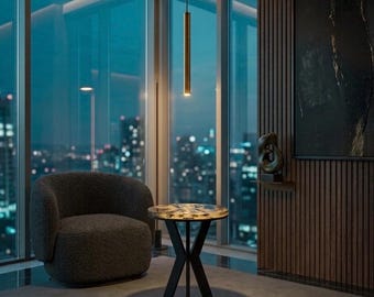 Terra Aurea Epoxy Side Table | Gold Pyrite, Black Base Accent Table