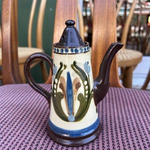 Vintage Torquay Pottery Small Coffee Pot, Watcombe Aller Vale Devon Motto Ware, Hand Painted Floral Ceramic Teapot