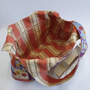 Reversivle Tote Bag, Shoulder Bag, Tote Bag with Zipper Pocket, Rabbit Pattern Fabric, image 7