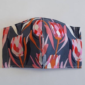Leucadendron Print Mask, Australian Native Flower Print, Floral Print Mask, Washable Mask, Reusable Mask, Fabric Mask, Mask with Nose Wire