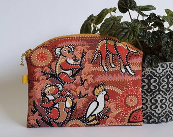 Zipper pouch, Australian native animal pouch, Makeup bag, Bag organizer, Stationary pouch, Travel pouch, Koalas, Kangaroos, Animal Lover