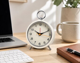 Vintage Metal Alarm Clock with Snooze, Luminous Quartz Bedside Desk Clock for Students