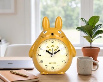 Totoro Alarm Clock: Luminous Hands, Quartz Movement, Plastic Desk Clock