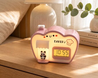 Cabin Alarm Clock with Color Changing Night Light, Cute Bedside Desk Clock for Bedroom