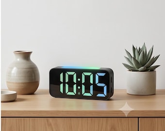 RGB LED Alarm Clock with Night Light Type C Digital Bedside Clock