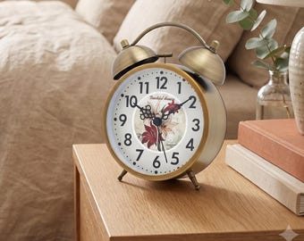Vintage Metal Alarm Clock with Backlight Loud Bell Bedside Clock