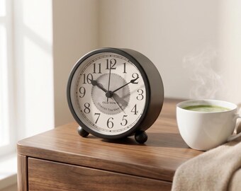 Retro Metal Quartz Alarm Clock Silent Bedside Table Clock Home Decor