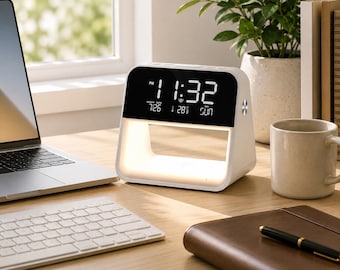 Modern Bedside Lamp Alarm Clock USB LED Night Light for Bedroom