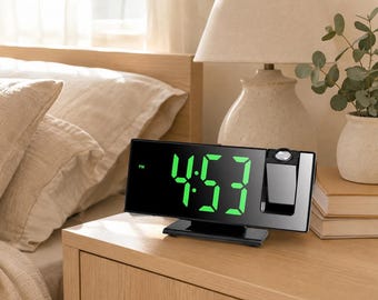 LED Projection Alarm Clock with Large Display for Bedroom Home Office Nightstand
