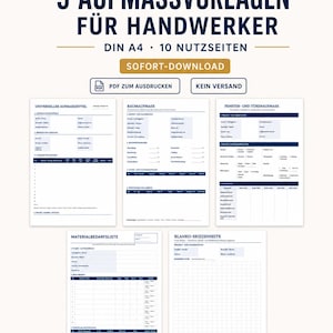 Può includere: Un set di cinque modelli di misurazione A4 stampabili per artigiani, inclusi moduli per misure universali, dimensioni delle stanze, finestre, porte, requisiti dei materiali e una pagina di schizzo vuota, con un layout pulito.