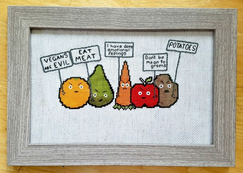 Vegans are EVIL Satirical Cross Stitch