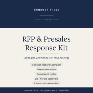 RFP Response Kit & Proposal Template | Presales Answer Library | Bid No Bid Scorecard | Compliance Matrix | Word Excel PDF Download image 1