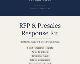 RFP Response Kit & Proposal Template | Presales Answer Library | Bid No Bid Scorecard | Compliance Matrix | Word Excel PDF Download