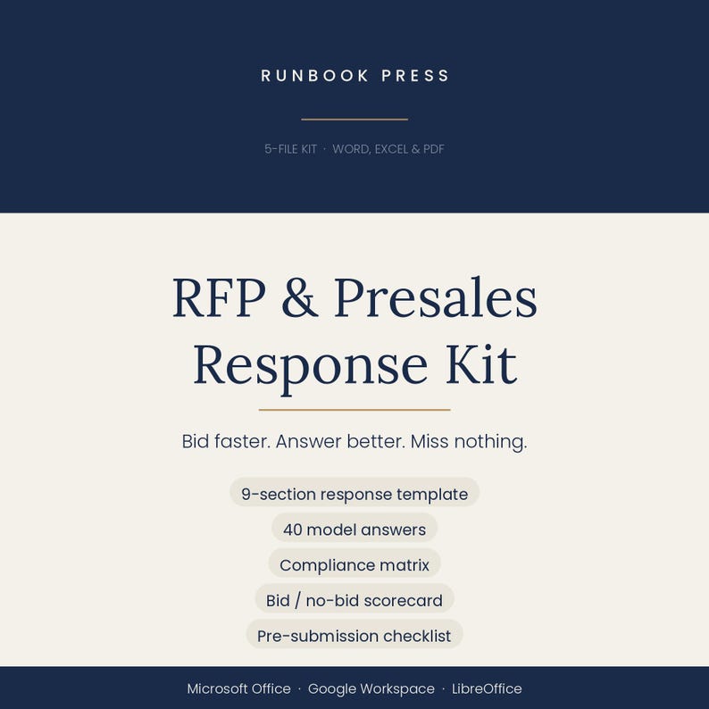 RFP Response Kit & Proposal Template | Presales Answer Library | Bid No Bid Scorecard | Compliance Matrix | Word Excel PDF Download image 1