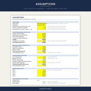 Business Case & ROI-Rechner (Excel-Vorlage) | Kapitalwert- und interner Zinsfuß (NPV/IRR)-Amortisationsrechnung | Projektinvestitionsbewertung (Tabellenkalkulation) | Sofort-Download Bild 2