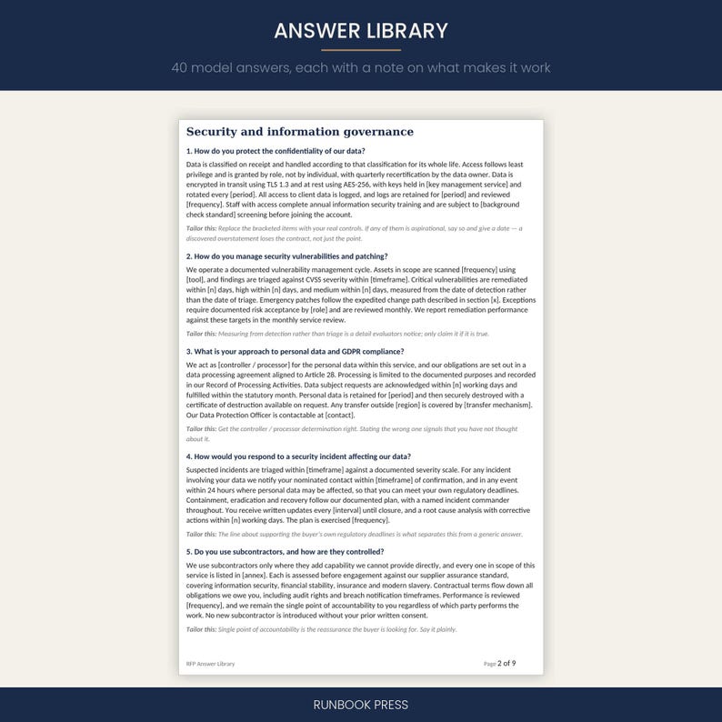 RFP Response Kit & Proposal Template | Presales Answer Library | Bid No Bid Scorecard | Compliance Matrix | Word Excel PDF Download image 2
