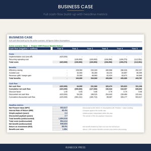 Business Case & ROI-Rechner (Excel-Vorlage) | Kapitalwert- und interner Zinsfuß (NPV/IRR)-Amortisationsrechnung | Projektinvestitionsbewertung (Tabellenkalkulation) | Sofort-Download Bild 3