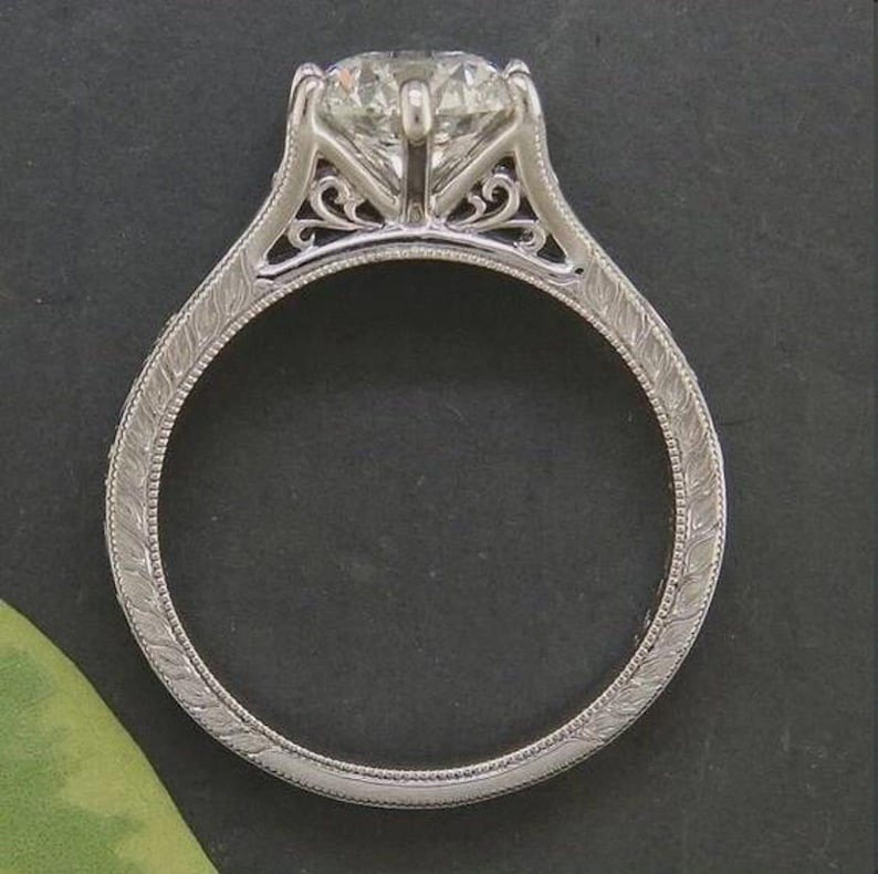 Filagree Ring Pattern Handcrafted Sterling Silver Moissanite Engagement Ring, Filigree ...