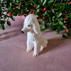 Mid-Century European White Poodle ornament - Sitting -1950s VGC