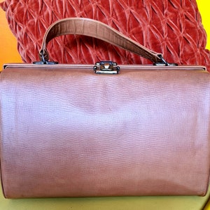 Vintage Bag/Case ~ Tan Faux Leather with compartments ~ pre loved  1950s Handbag/Purse VGC Christmas