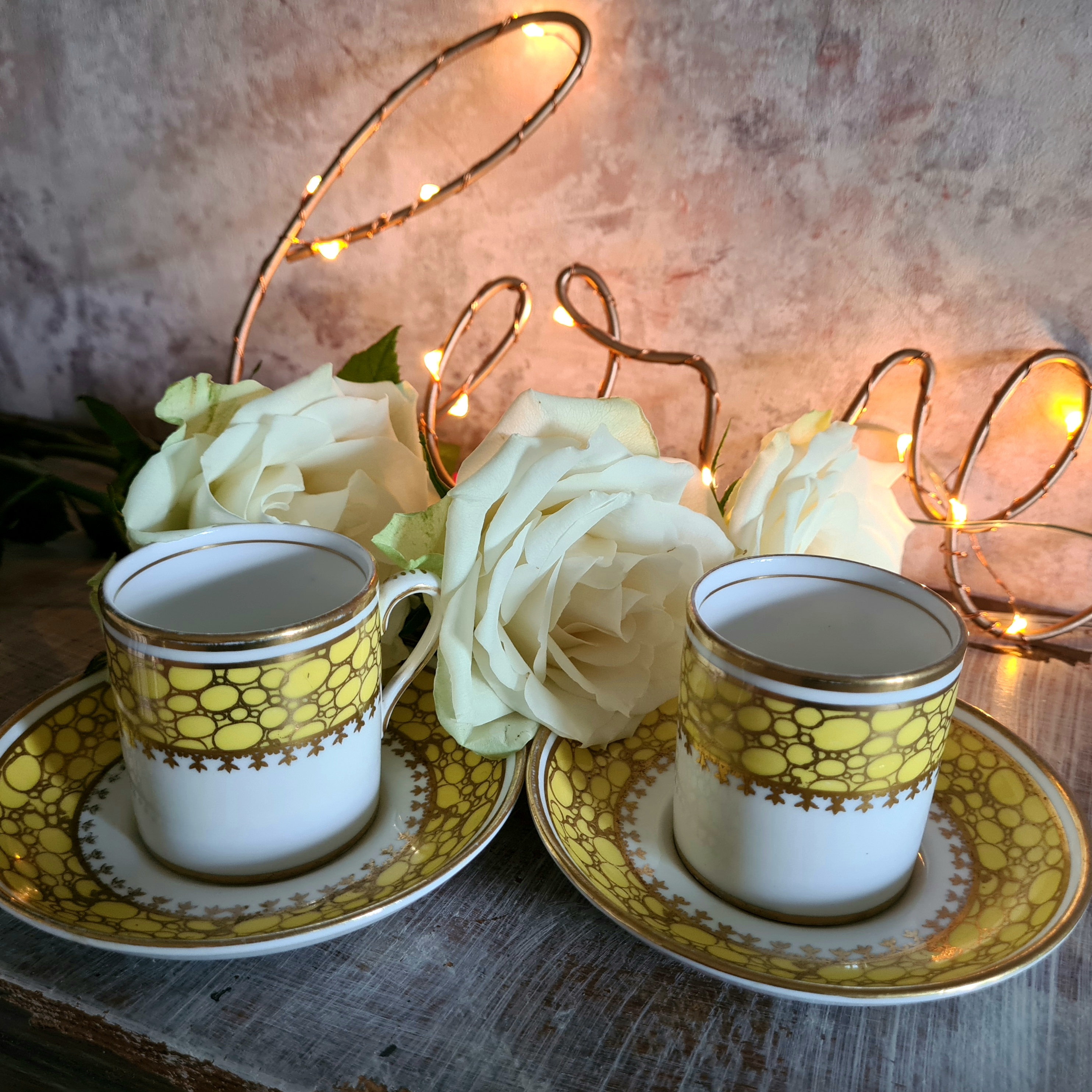Coffee Cup Set of 6,Turkish Coffee Cups Gold Gilded,Espresso Cups Saucer