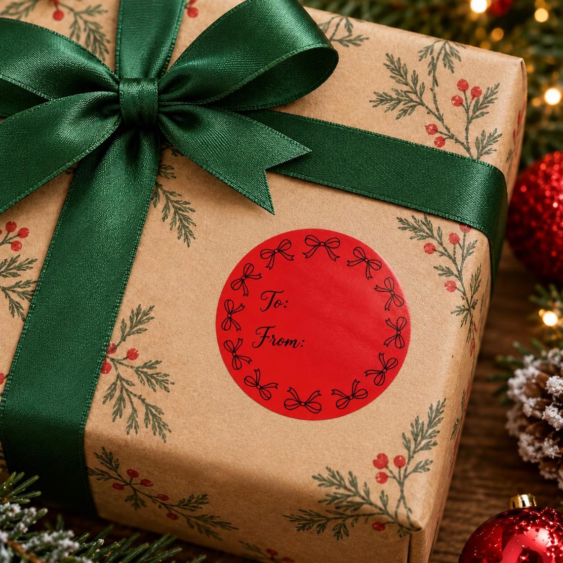 Round Gift Sticker Christmas to and From Gift Stickers | 2 Inch Round Christmas Gift ...