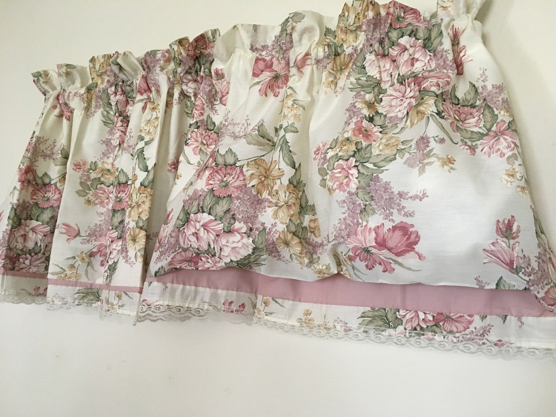 Vintage JCPenney Blouson Valance 88 x 22 Rose Pink Sage Floral Etsy