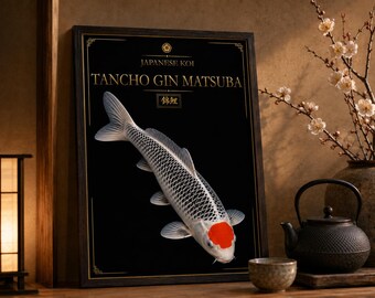 Tancho Gin Matsuba Koi Print, Japanese Fish Wall Art (Digital Download)