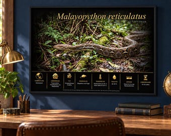 MALAYOPYTHON RETICULATUS -  Printable Educational Poster fr/en/de/it/es language