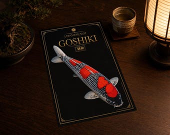 Goshiki Koi Japanese Wall Art, Black White Fish Poster (Digital Download)