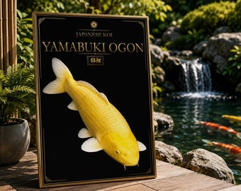 Yamabuki Ogon Koi Art, Japanese Fish Poster, Pond Decor (Digital Download)