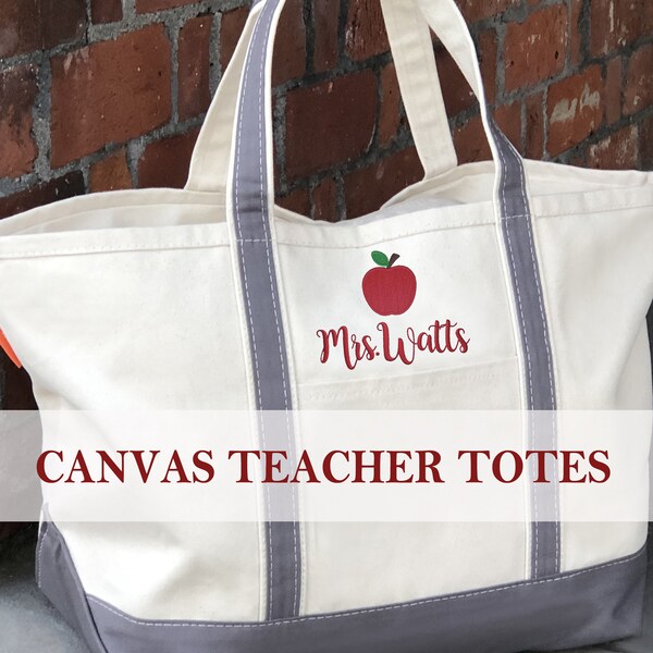 Canvas Teacher Tote Bag | Teacher Gift Idea | Teacher Appreciation Gift | Custom Tote Bag | Zippered Tote Bag | Teacher Bag | Book Bag