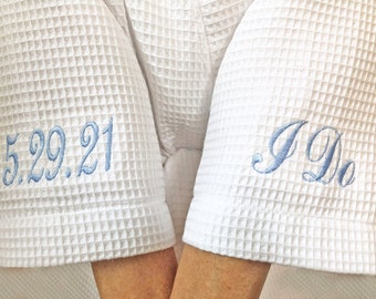 ADD-ON For I Do and Wedding Date Sleeve Embroidery / Monogrammed Robe / Bridal Robe / Personalized Robe / Wedding Day Robe