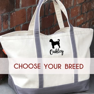 Heavy Duty Canvas Dog Tote Personalized With Your Dog's Name and Breed | Pet Gift | Dog Travel Bag | Dog Lover's Gift | New Pet Gift