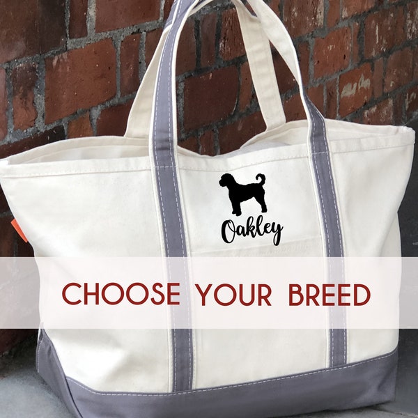 Heavy Duty Canvas Dog Tote Personalized With Your Dog's Name and Breed | Pet Gift | Dog Travel Bag | Dog Lover's Gift | New Pet Gift