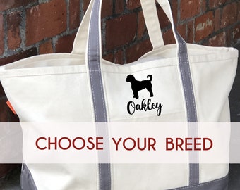 Heavy Duty Canvas Dog Tote Personalized With Your Dog's Name and Breed | Pet Gift | Dog Travel Bag | Dog Lover's Gift | New Pet Gift