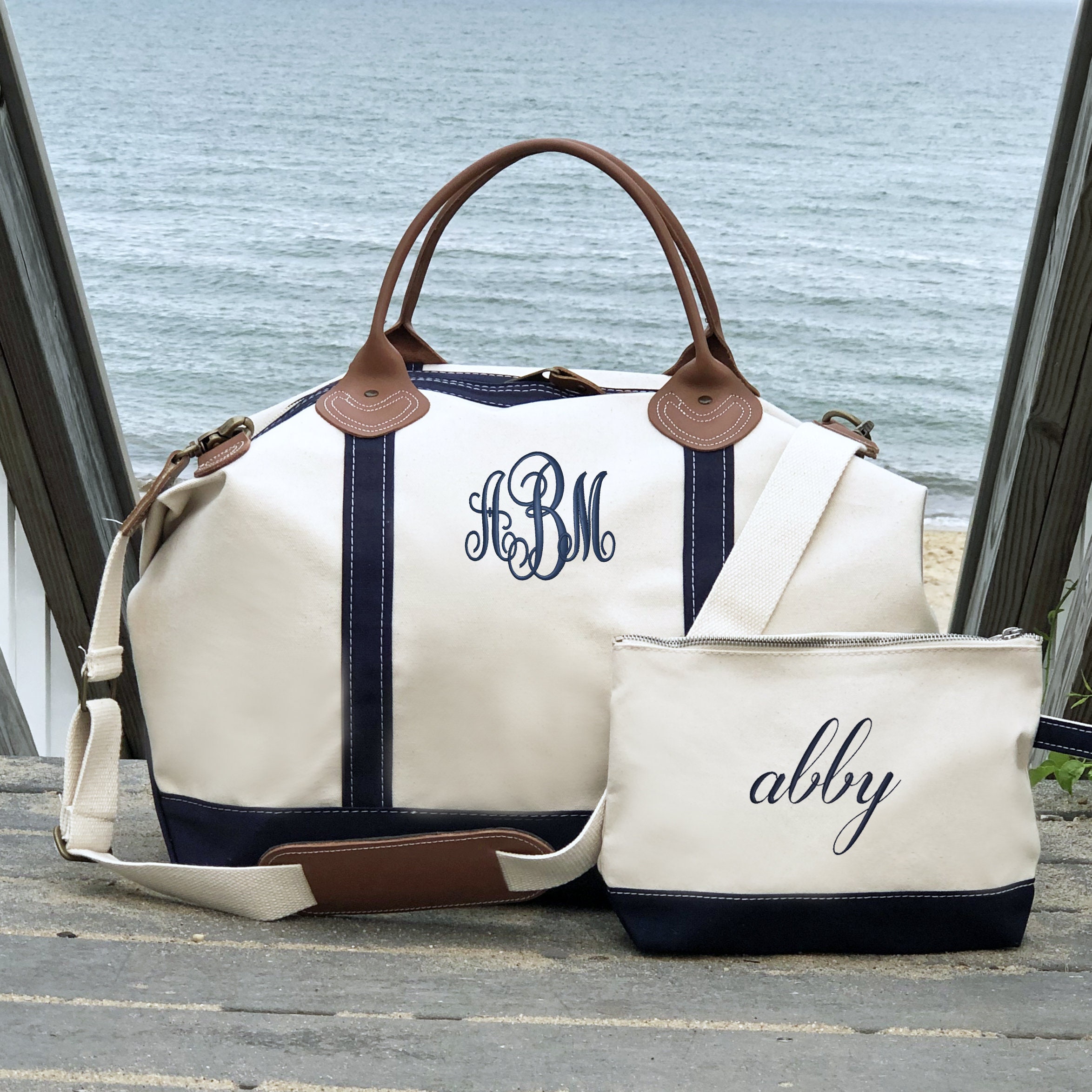 Customize Monogrammed Leather and Canvas Duffle Bag, Personalized Weekender  Tote Bag, Leather Duffel Bag, Christmas Travel Bags _ - AliExpress Mobile