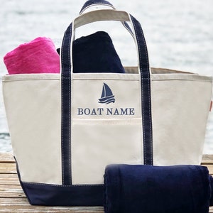 Zippered Tote Bag With Boat Name Custom Boating Gift Canvas Tote Bag Custom Boat Bag Personalized Tote Gift For Sailor Nautical image 9