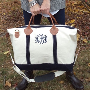 Weekender Bag Women Duffle Bag For Women Overnight Bag Travel Bag Monogram Duffel Bag Canvas Weekender Bag image 2