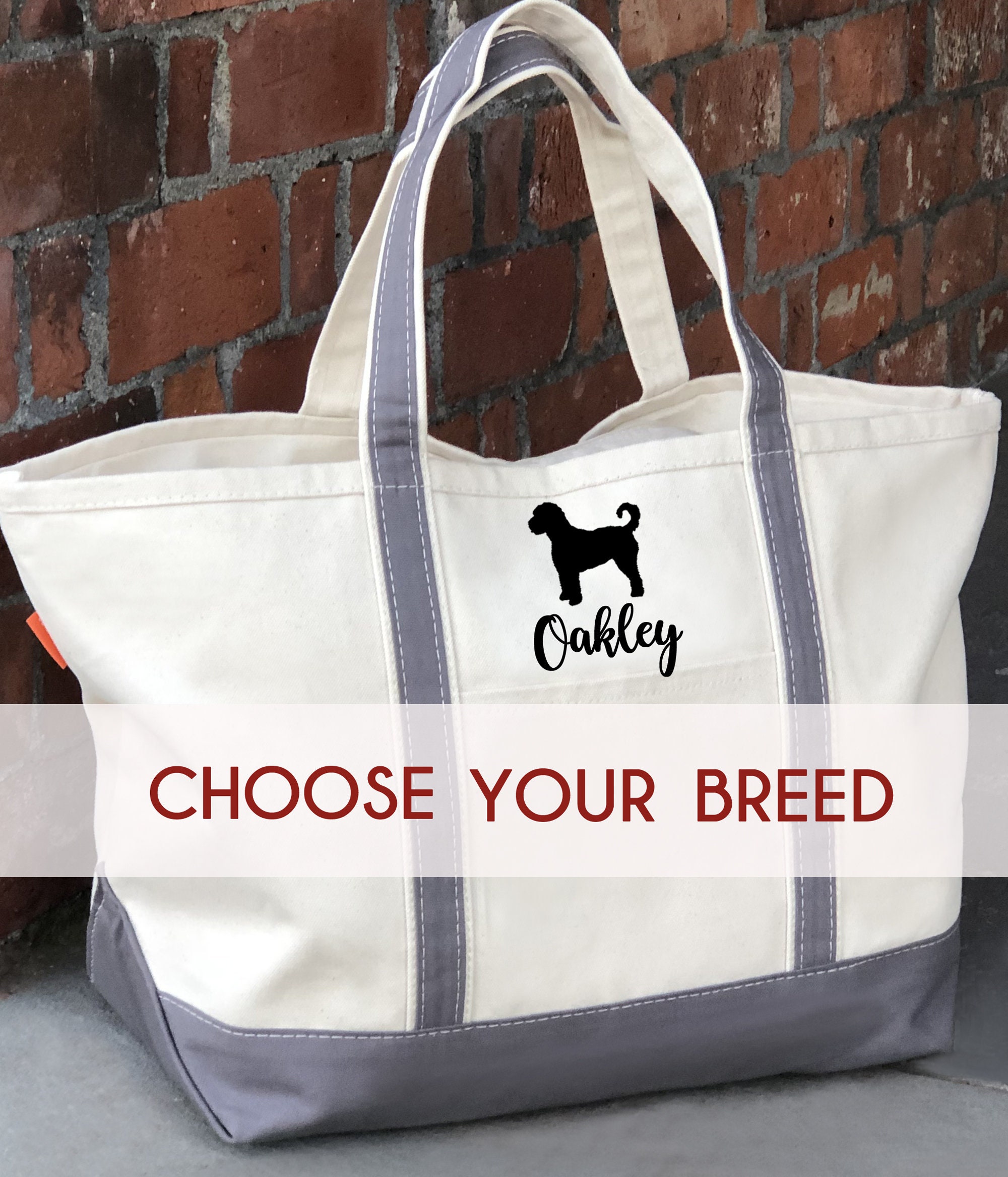 Personalized Dog Embroidered Tote Bag, Pet Gear Travel Bag