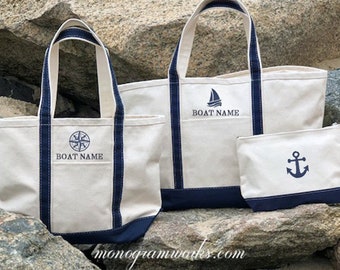 L L Bean Boat and Tote Bag Size Large Blue White Personalized – Shop Thrift  World