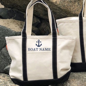 Zippered Tote Bag With Boat Name Custom Boating Gift Canvas Tote Bag Custom Boat Bag Personalized Tote Gift For Sailor Nautical image 2