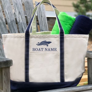 Zippered Tote Bag With Boat Name Custom Boating Gift Canvas Tote Bag Custom Boat Bag Personalized Tote Gift For Sailor Nautical image 8