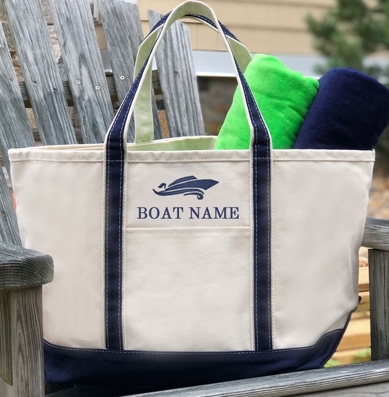 Zippered Tote Bag With Boat Name Custom Boating Gift Canvas Tote Bag Custom Boat Bag Personalized Tote Gift For Sailor Nautical image 8