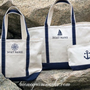 Zippered Tote Bag With Boat Name Custom Boating Gift Canvas Tote Bag Custom Boat Bag Personalized Tote Gift For Sailor Nautical image 7