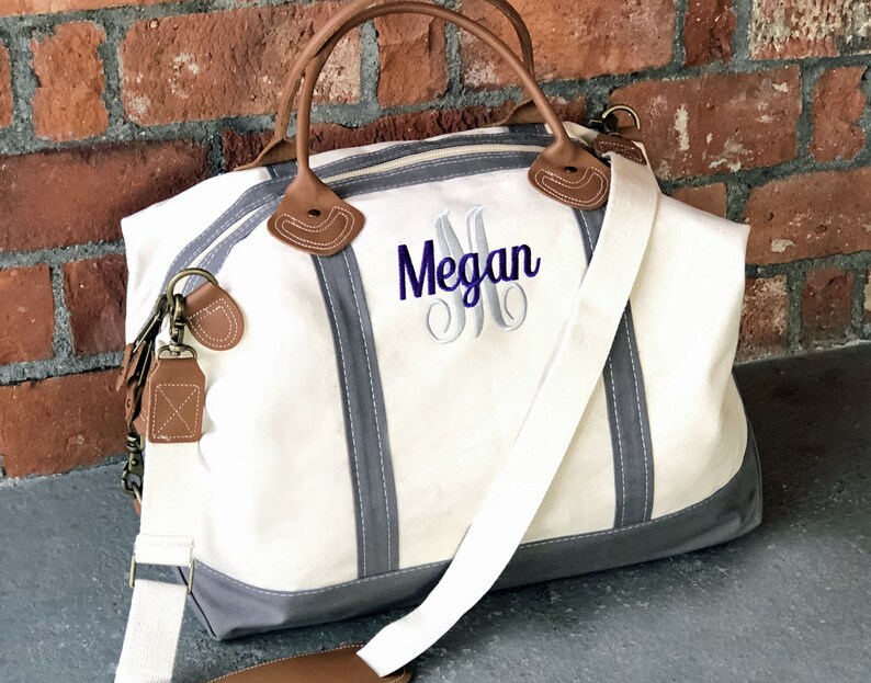 monogrammed weekender travel bag