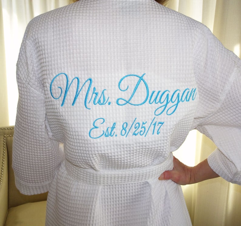 Personalized Robes Wedding Day Robe Kimono Robe Set Waffle Etsy